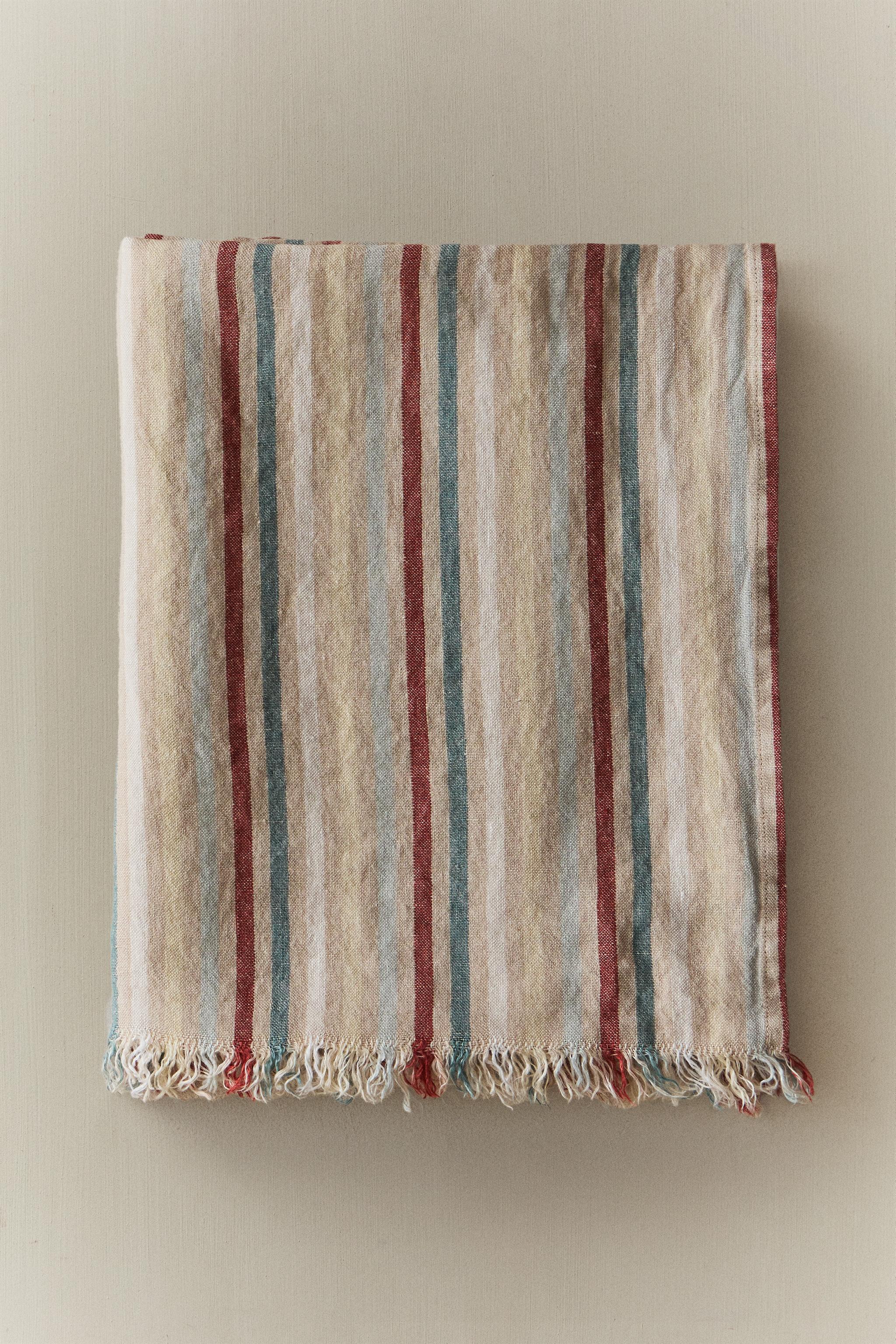 SERVIETTE DE BAIN EN LIN RAYURES